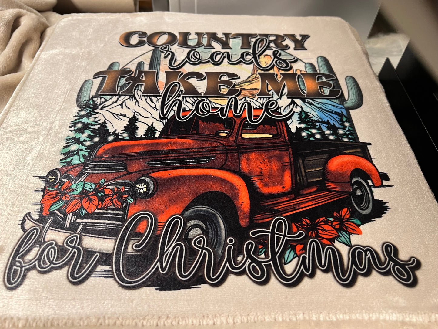Country Roads Christmas Blanket
