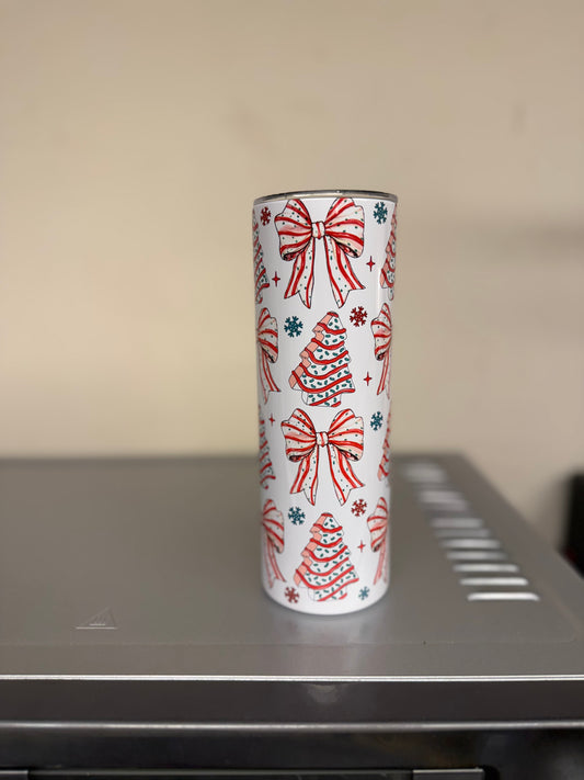 20oz Christmas Tree Cake Bows Tumbler
