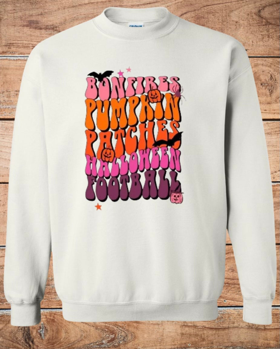 Bonfires Pumpkins Halloween Football Crewneck