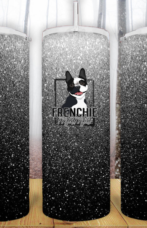 20oz Black/White Frenchie Mama Tumbler