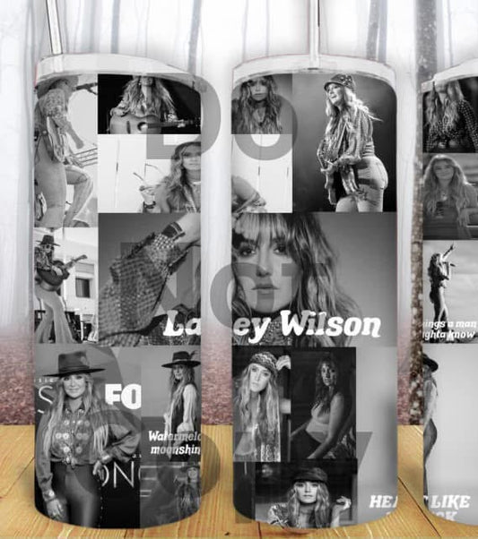 20oz Black/White Lainey Collage Tumbler