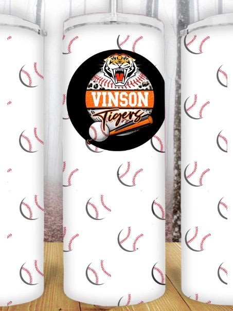 20oz Vinson Tigers Baseball Tumbler