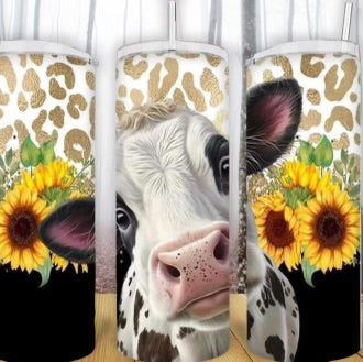 20oz Cheetah Sunflower Cow Tumbler