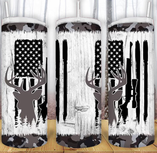 20oz Camo Deer Flag Tumbler