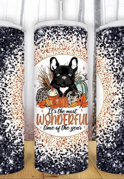 20oz Fall Black Frenchie Tumbler