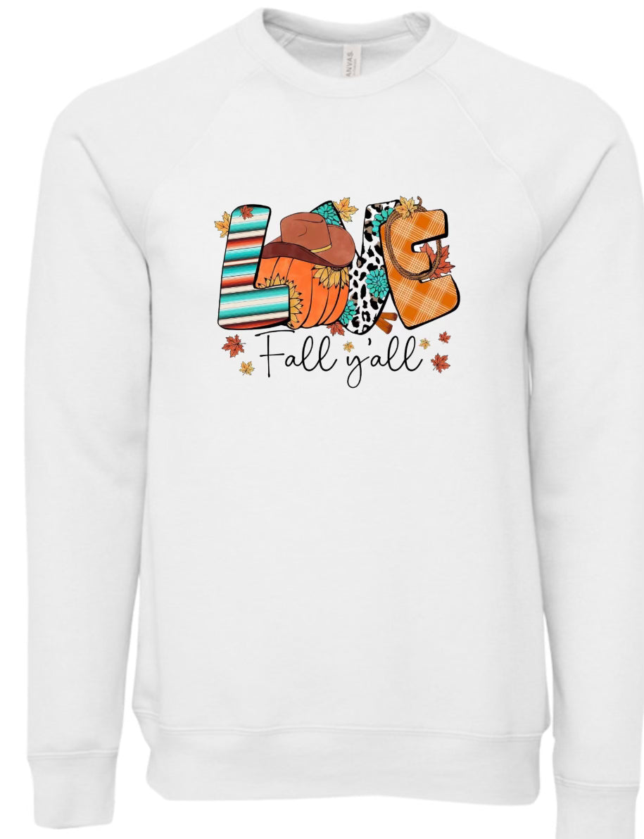 Love Fall Y’all Sponge Fleece Crewneck