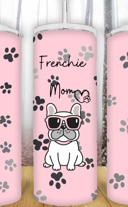 20oz Pink Frenchie Mom Tumbler