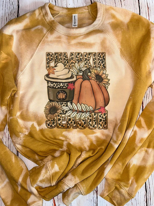 Pumpkin Season Bleached Sponge Fleece Crewneck