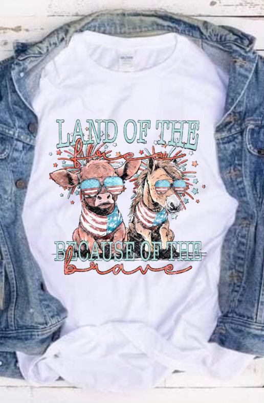 Land of the Free Because of the Brave Tee