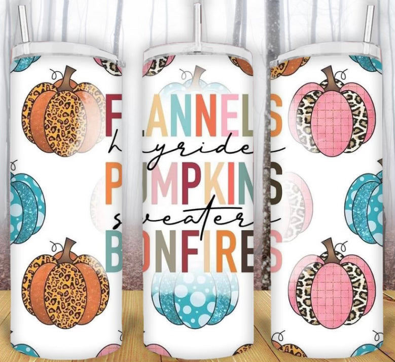 20oz Flannels Pumpkins Bonfires Tumbler