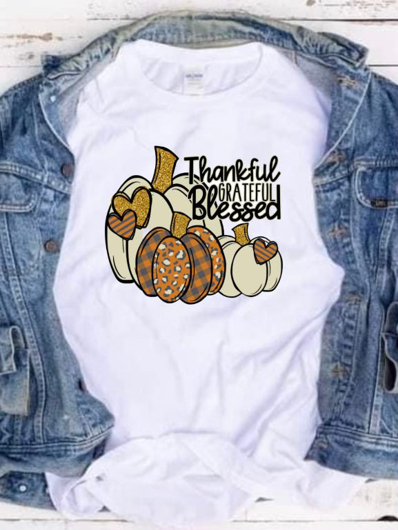 Thankful Grateful Blessed Pumpkin Tee