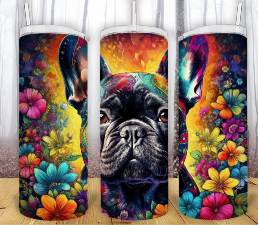 20oz Frenchie Floral Tumbler