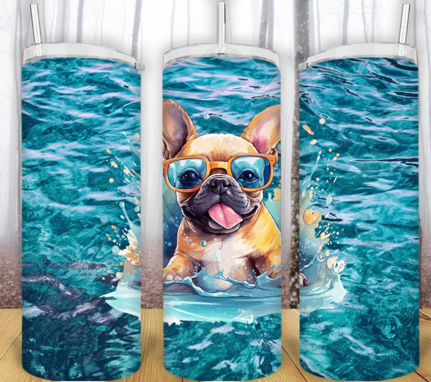 20oz French Bulldog Ocean Tumbler