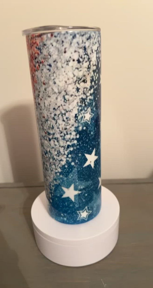 20oz America Stars Glitter Tumbler