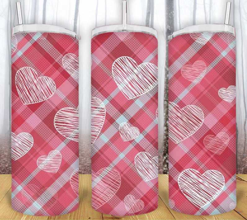 20oz Plaid Hearts Tumbler