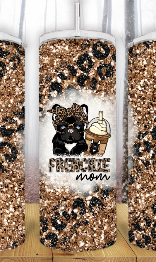 20oz Gold Cheetah Frenchie Mom Tumbler