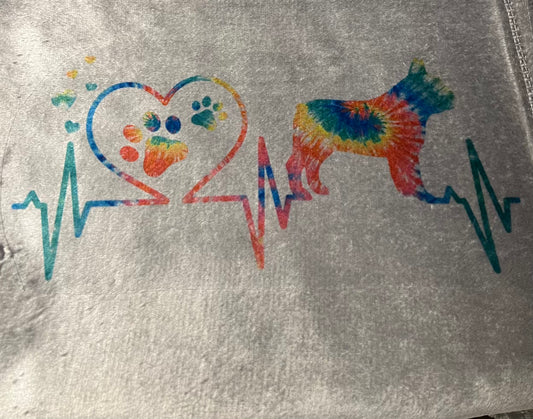 Tie Dye Frenchie Heartbeat Blanket