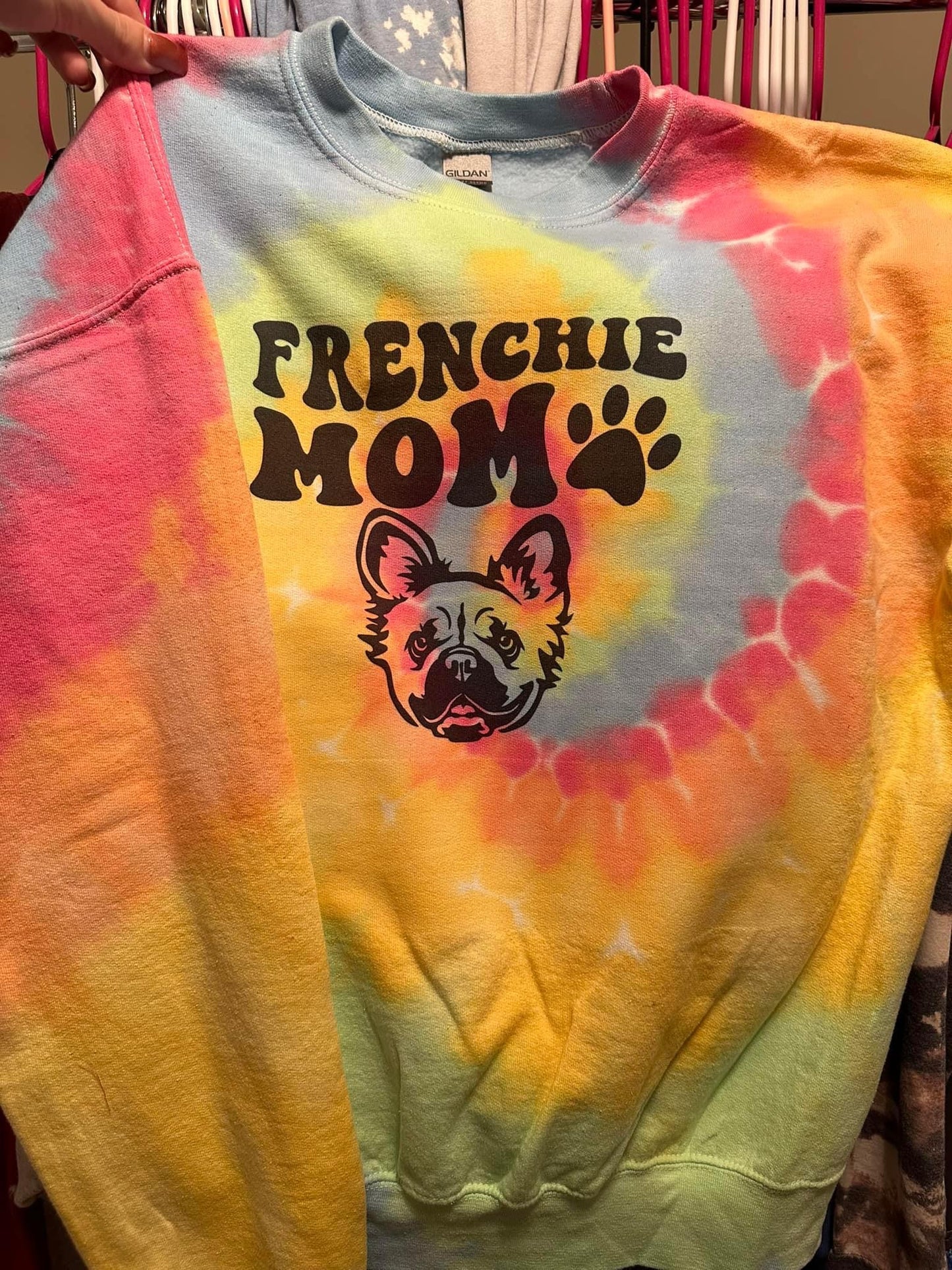 Tie Dye Frenchie Mom Crewneck