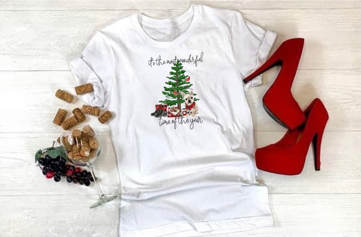 Frenchie Christmas Tee CHOOSE FRENCHIE COLOR