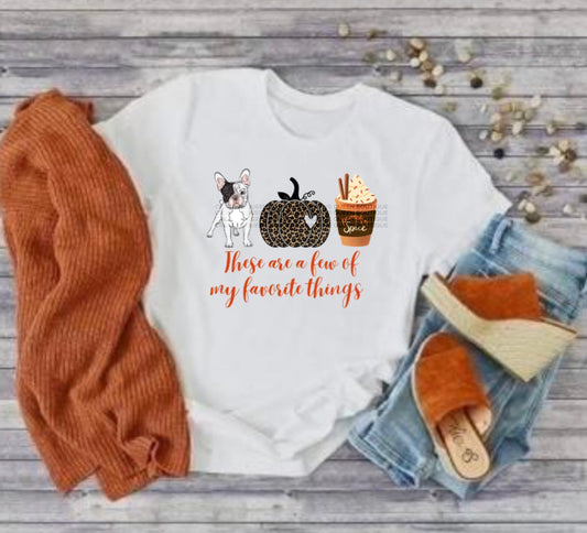 Favorite Things Pied Frenchie Pumpkin Coffee Tee