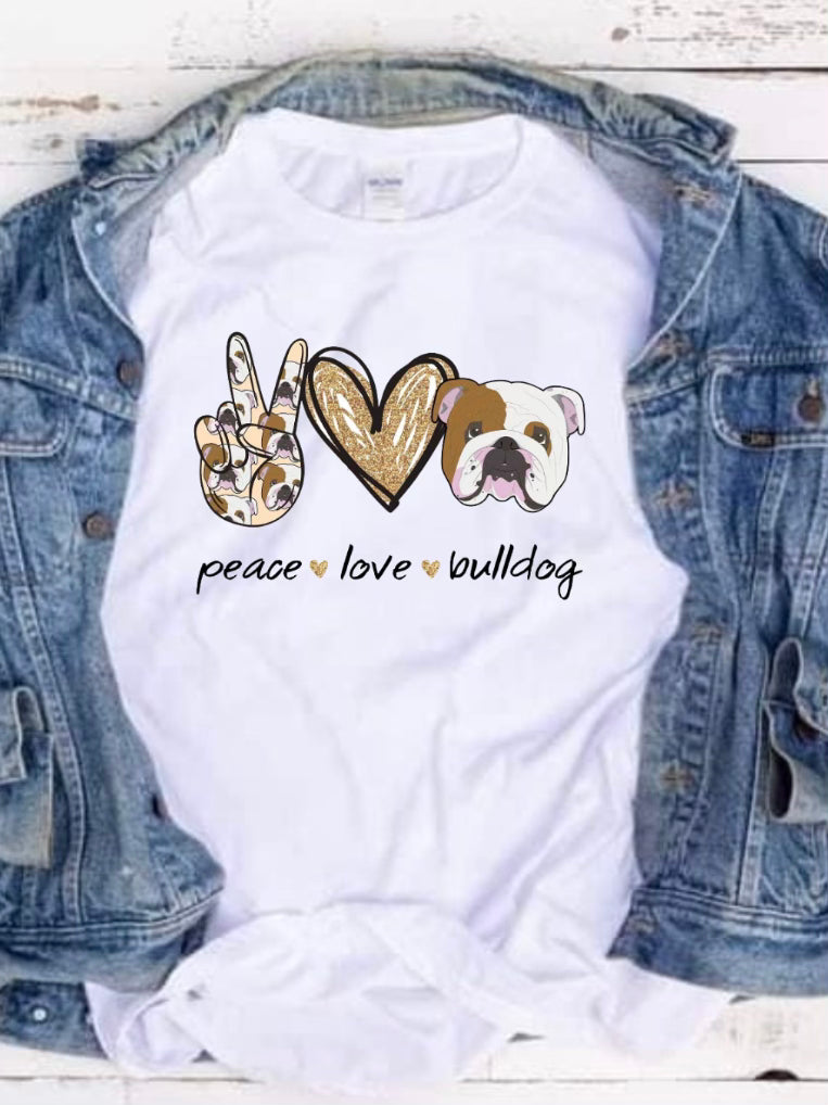 Peace Love Bulldog Tee