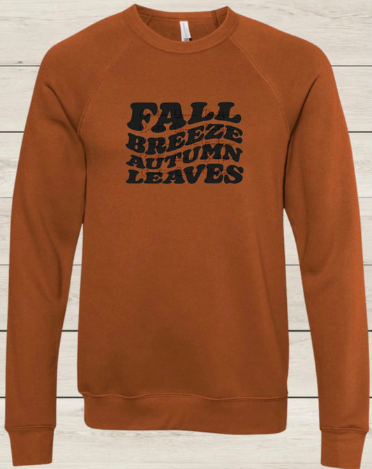 Fall Breeze Autumn Leaves Sponge Fleece Crewneck