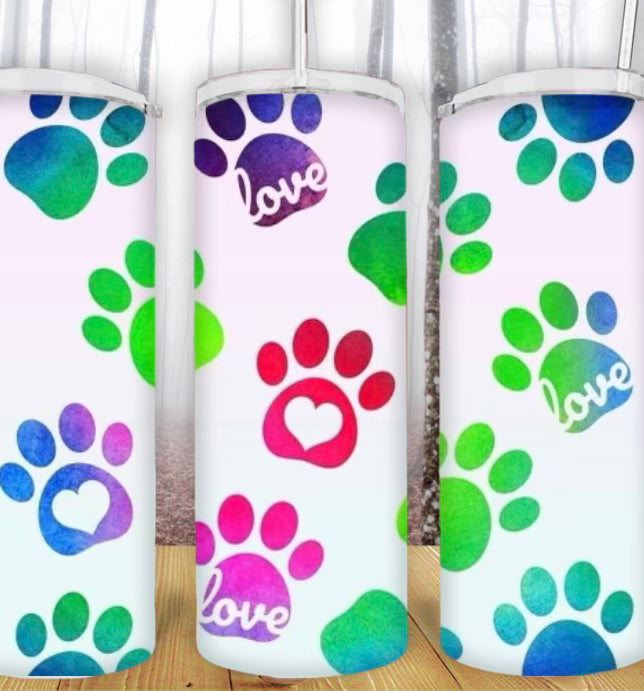 20oz Love Paw Print Tumbler