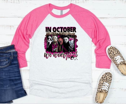 In October We Wear Pink Raglan Tee