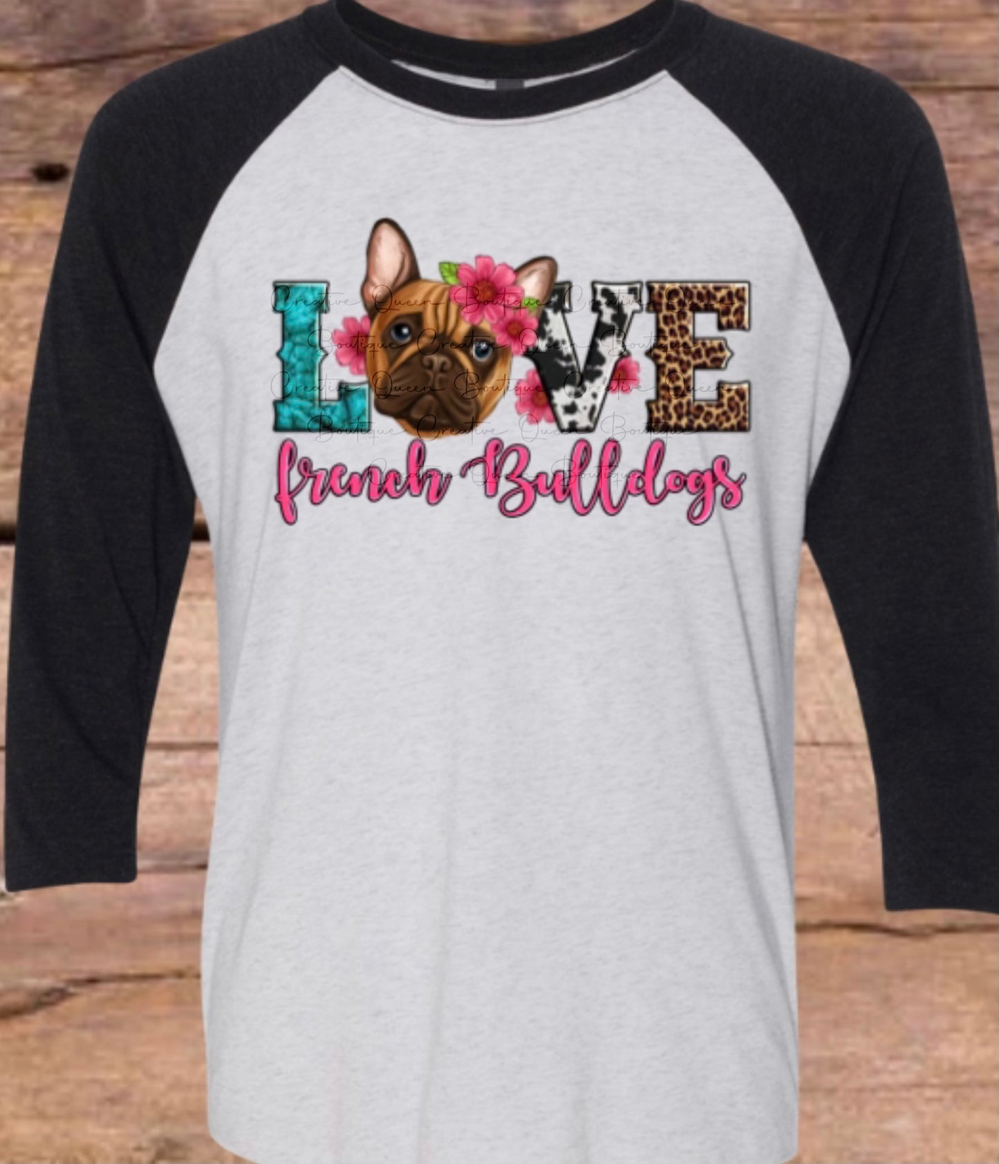 Love French Bulldogs Raglan Tee