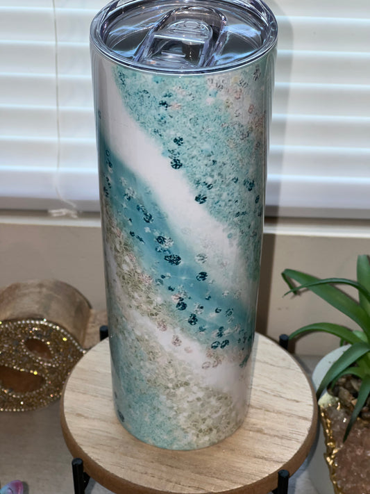 20oz Aqua/Gold/White Tumbler