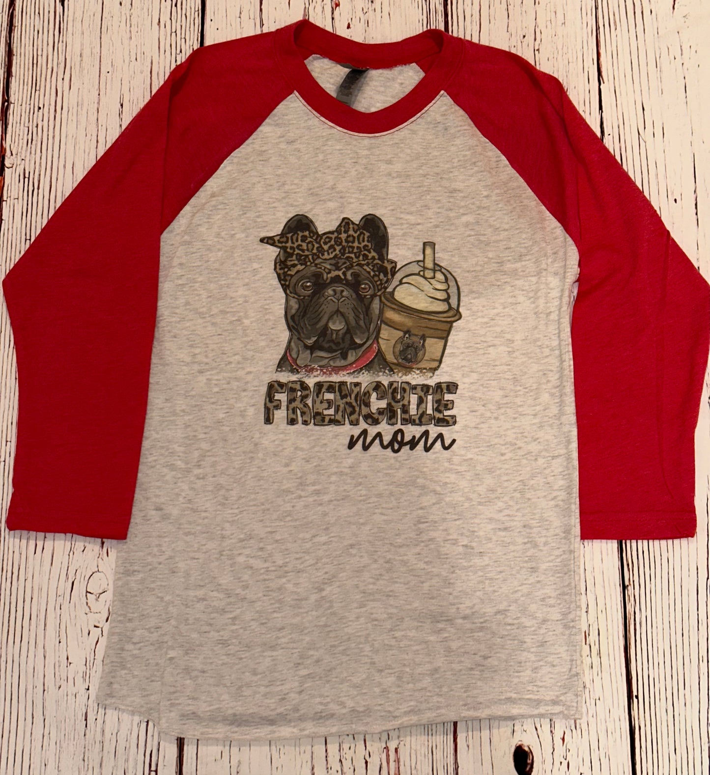 Cheetah Frenchie Mom Raglan Tee