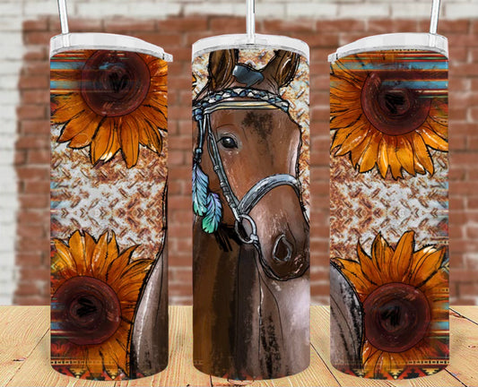 20oz Sunflower Horse Tumbler