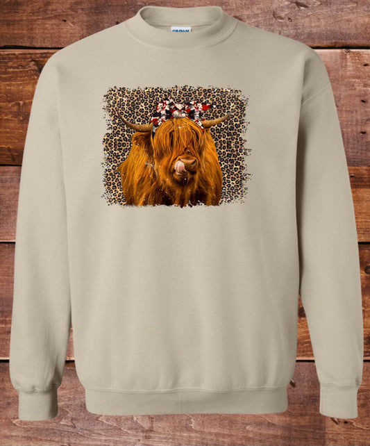 Cheetah Highland Cow Crewneck