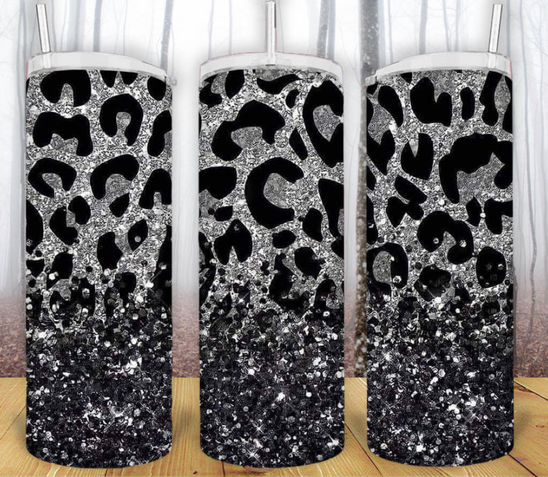 20oz Cheetah Glitter Tumbler