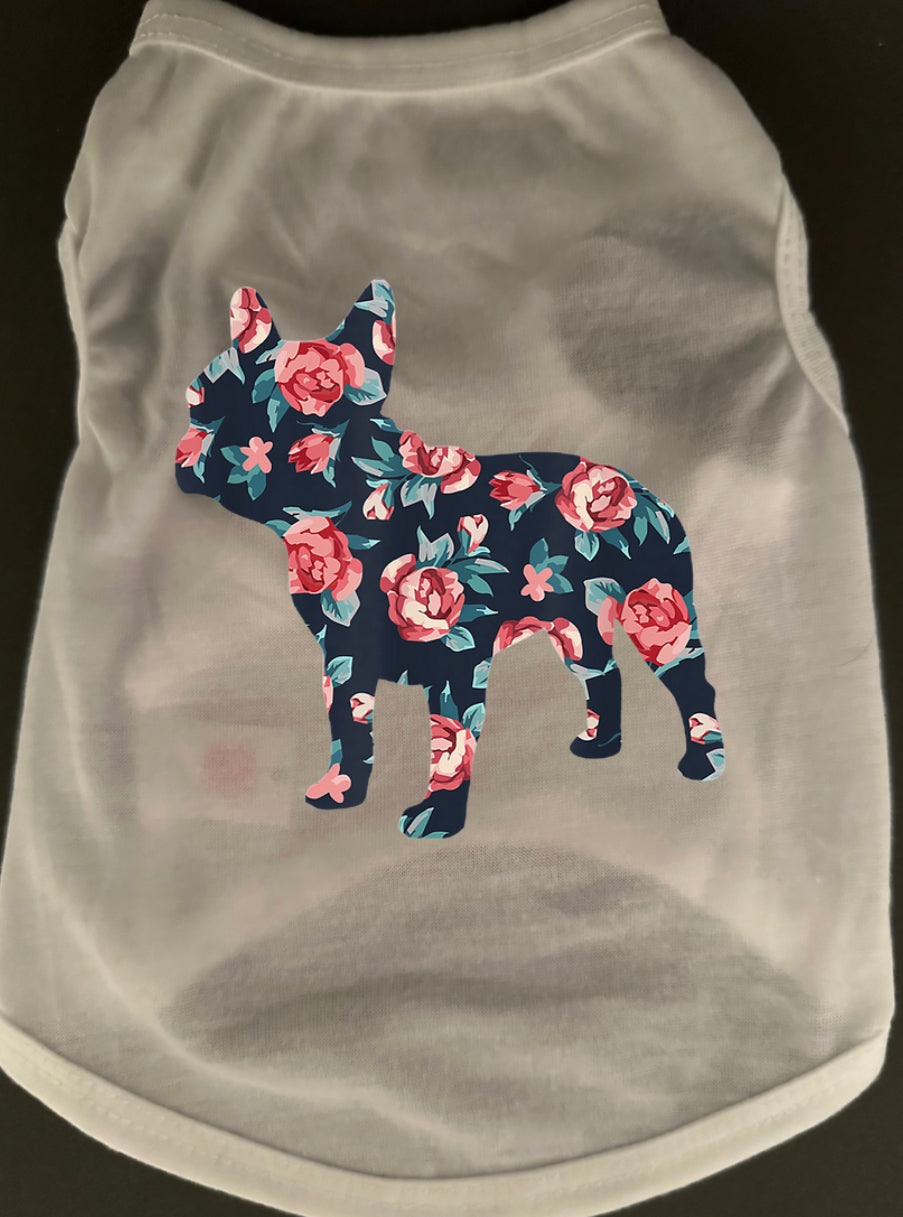 Floral French Bulldog Dog Tee