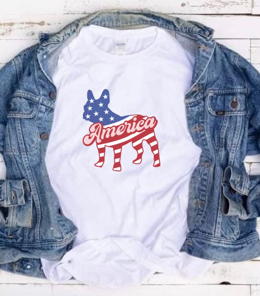 Frenchie Patriotic America Tee