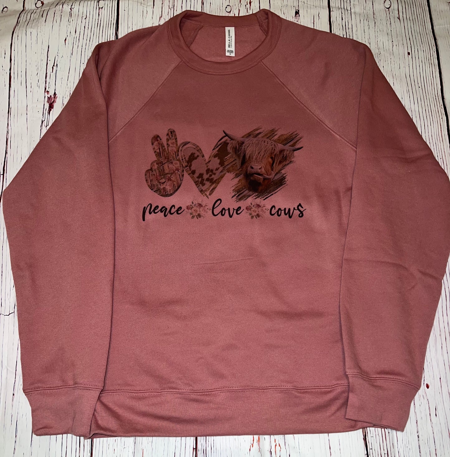 Peace Love Cows Sponge Fleece Crewneck