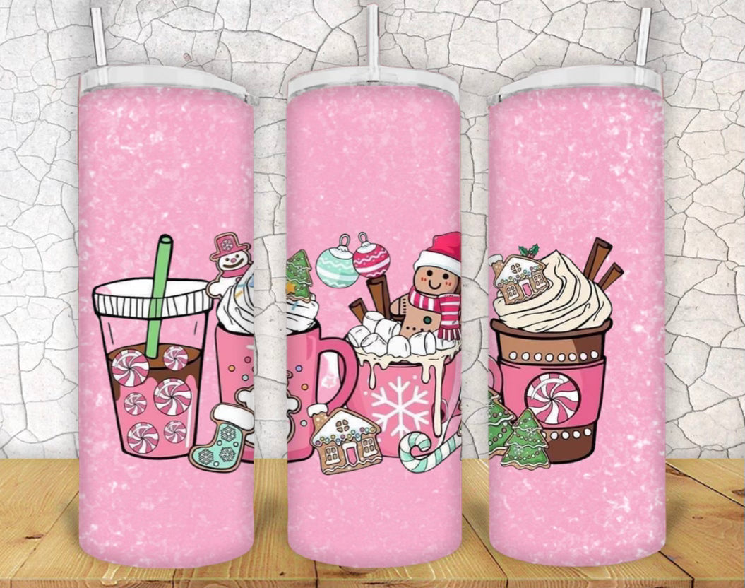 20oz Pink Holiday Tumbler