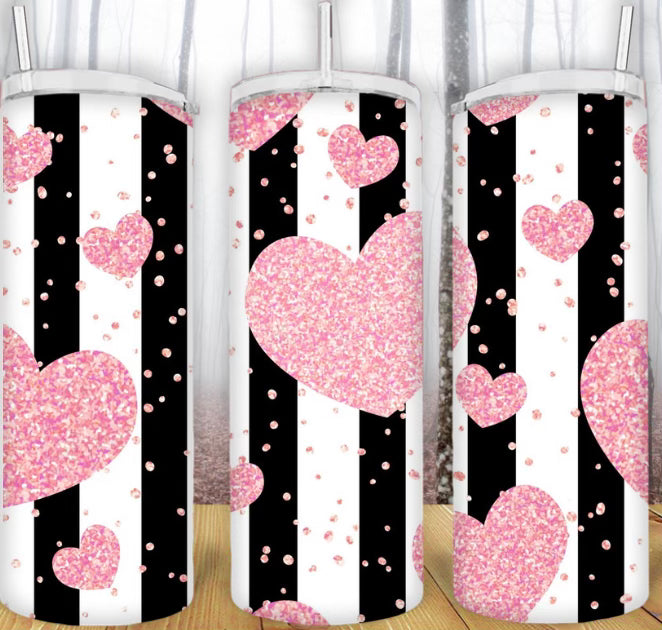 20oz Stripe Heart Tumbler