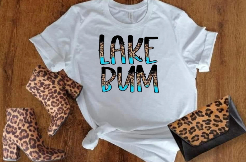 Lake Bum - Gray & White Tees