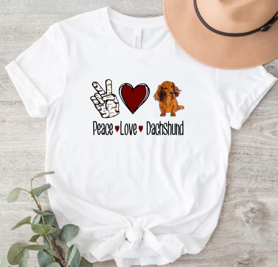 Peace Love Dachshund Tee