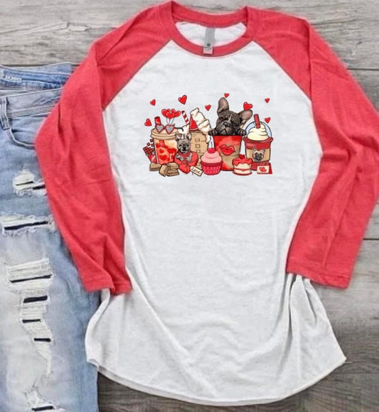 Frenchie Heart Raglan Tee