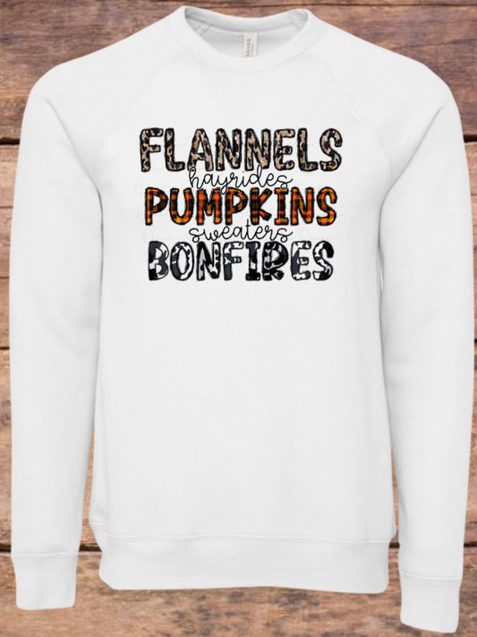 Flannels Pumpkins Bonfires Sponge Fleece Crewneck