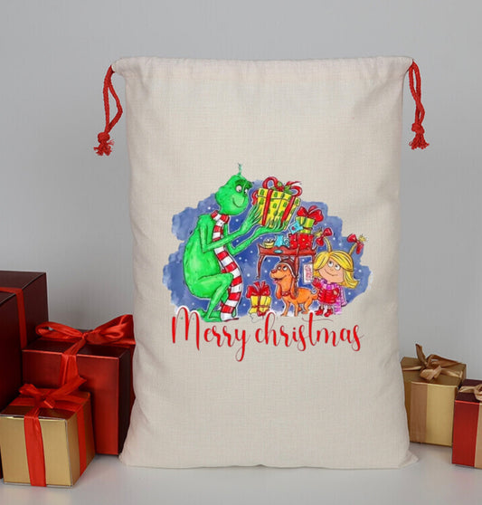 Grinch Santa Bag