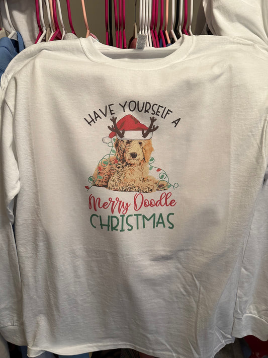 Merry Doodle Christmas Long Sleeve Tee