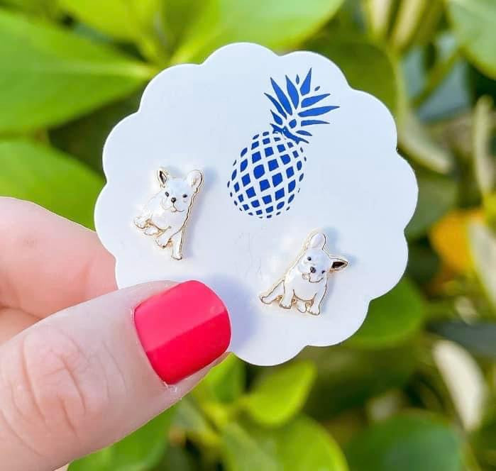 French Bulldog Enamel Stud Earrings