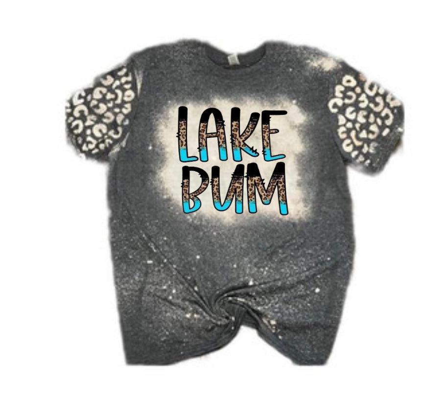 Lake Bum - Gray & White Tees