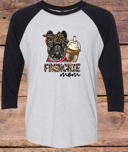 Cheetah Frenchie Mom Raglan Tee