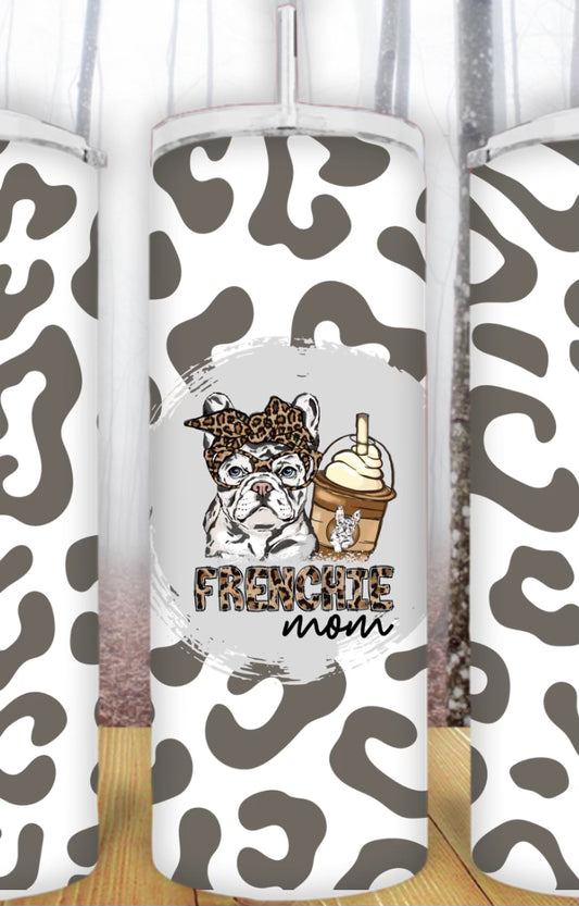 20oz Merle Frenchie Mom Cheetah Tumbler