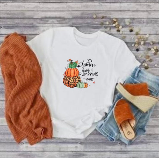 Autumn Leaves & Pumpkin Please Tee